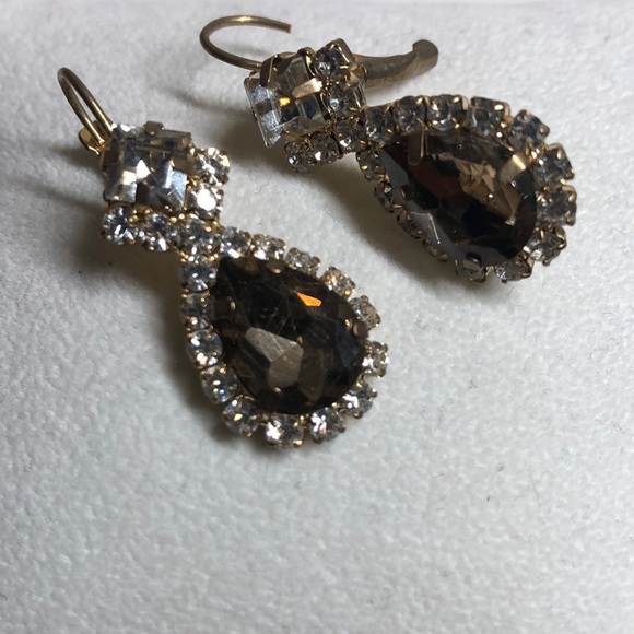 Earrings on oval style two areas and rhinestones - Picture 1 of 4